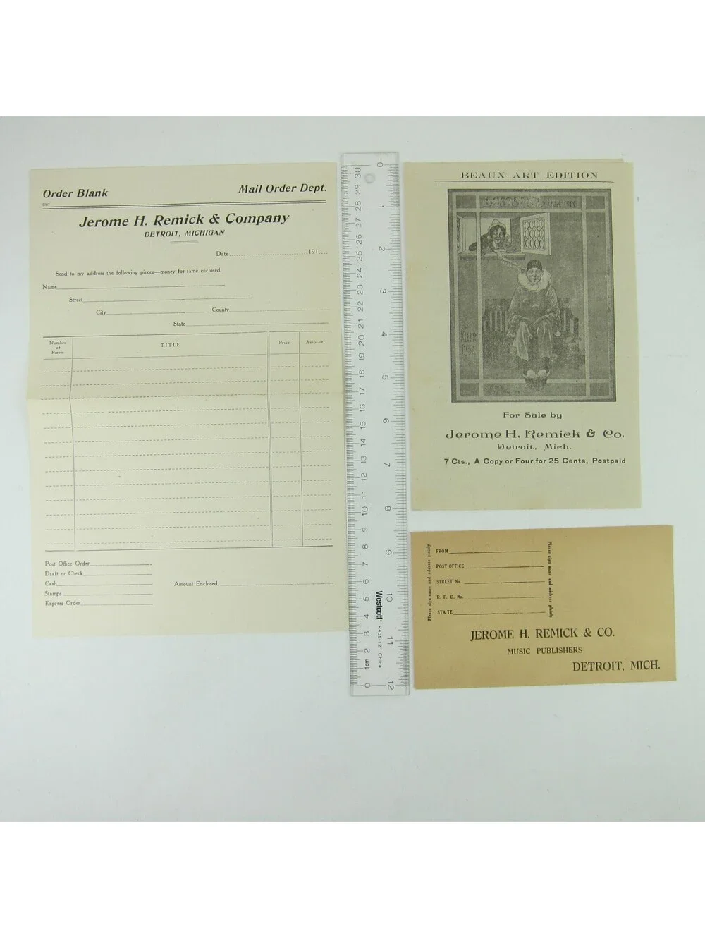 Jerome H. Remick & Co Advertising Sheet Music Catalog Order Form Envelope 1910s